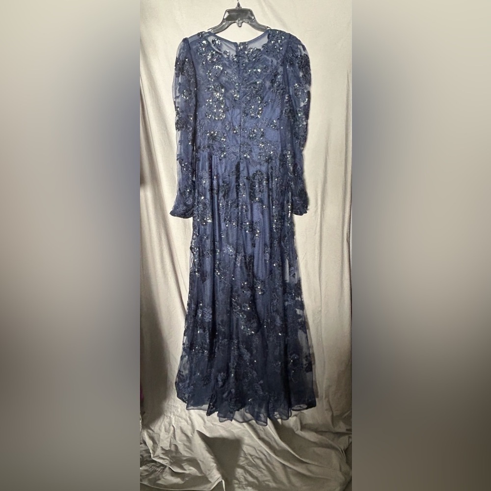 Mac Duggal 50664 NWT EMBROIDERED ILLUSION HIGH NECK A LINE DRESS - Picture 5 of 8